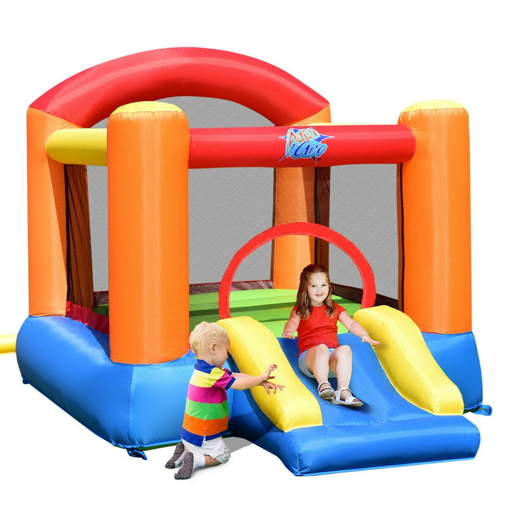 costway inflatable moonwalk slide bounce house with storage bag