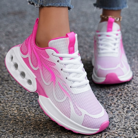 Mesh Knit Athletic Platform Sneakers for Women Lightweight Non Slip Tennis Shoes Wide Width Breathable Work Shoes