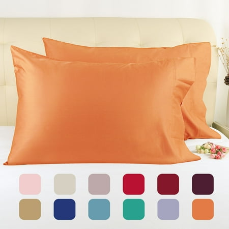 Set Of 2 Pillow Case 600tc Long Staple Cotton Orange King 20 X