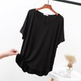 thumbnail image 2 of Annhoo Pajama Tops for Women V Neck Short Sleeve Shirts Lightweight Loose Comfy Solid Color Sleepwear Tunic Tees, 2 of 4