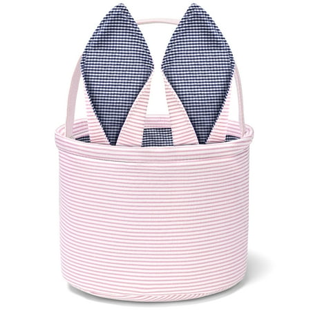 Ayieyill Easter Basket, Easter Bunny Baskets For Kids With Cute Rabbit Ears Stripe, Easter Gift Baskets