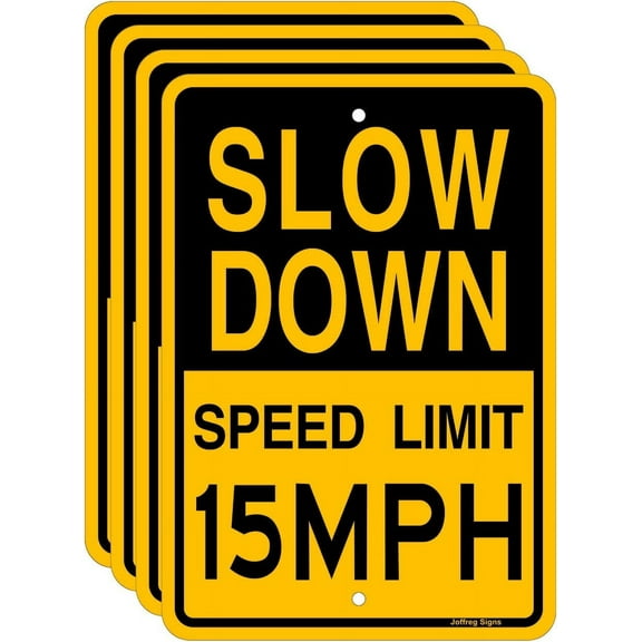 Slow Down Speed Limit 15 MPH Sign,16 x12 Inches,Reflective Aluminum (2 Pack)