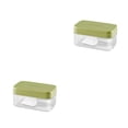 thumbnail image 1 of Yuarrent Molde para hacer cubitos de hielo, tapa, caja de almacenamiento, barra de cocina, bebida de un botón, capacidad de silicona, Verde/Presionando 2Conjunto, 1 of 6