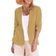 thumbnail image 1 of Chaqueta de Trabajo Informal Ligera para Mujer, con Solapa, Mangas Cuartos, Plisada Elástica, Forrada y Bolsillos Amarillo XXL, 1 of 9