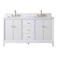 thumbnail image 4 of Vanity Art 60" Bathroom Vanity with Sinks and Engineered Marble Top, Freestanding Storage Cabinet with 2 Drawers, 2 Shelves and 1 Flip Down Tray, 4 of 6