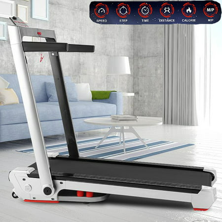 SYTIRY Treadmills with Incline, 3.25 HP Mini Electric Treadmill for Home with Bluetooth Speaker,Aerobic Exercise Treadmill with Full LED Screen - 2022 Updated Version/Silver/265 lbs Weight Capacity