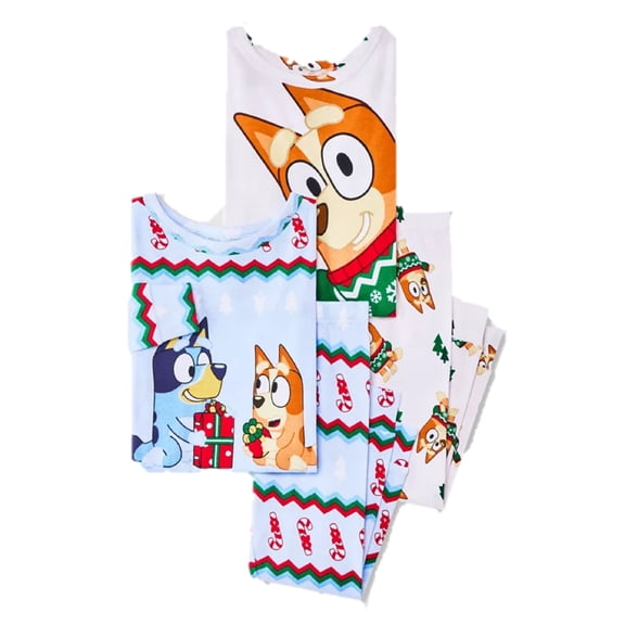 4pc Bluey Holiday Unisex Cotton Long Sleeve Christmas Pajama Set - 2T