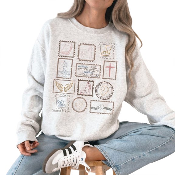 Christ Is King Sweatshirt for Men and Women, Vintage Christian Faith Crewneck, Sizes S-3XL
