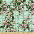 thumbnail image 2 of Ambesonne Floral Vintage Fabric by the Yard Upholstery, Romantic Vibes Roses, 5 Yards, Pale Pink Reseda Green, 2 of 5