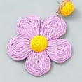 thumbnail image 6 of Rattan Earrings for Women Statement Boho Raffia Straw Wrapped Flower Drop Dangle Earrings Summer Tropical Beach Jewelry, 6 of 6