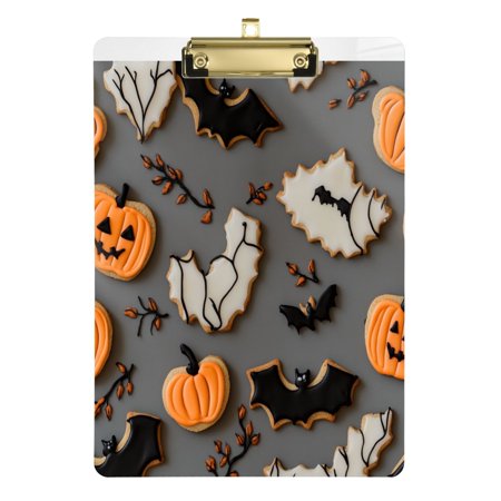 Fashion Clipboard, Acrylic Clipboards, 12.5 x 9 in Clipboard with metal clips, Clip with Retractable Hanging Tab Cute Cutout Cookies Decorated