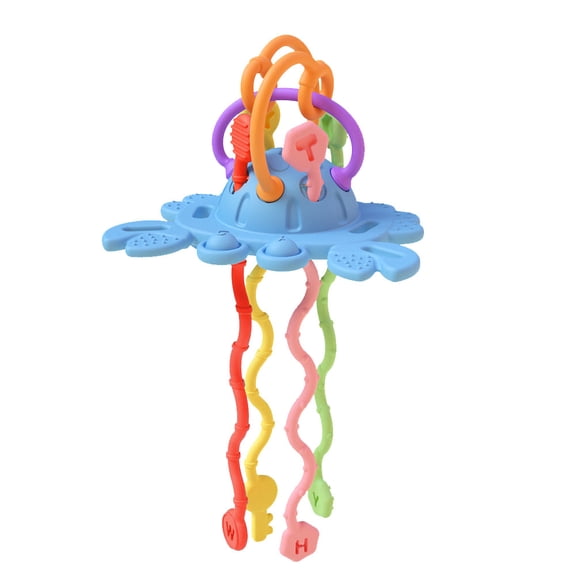 Graflsoa Jouet en Silicone Bleu à Étirer et à Tirer pour Bébés - Jouet Amusant et Éducatif pour Nourrisson