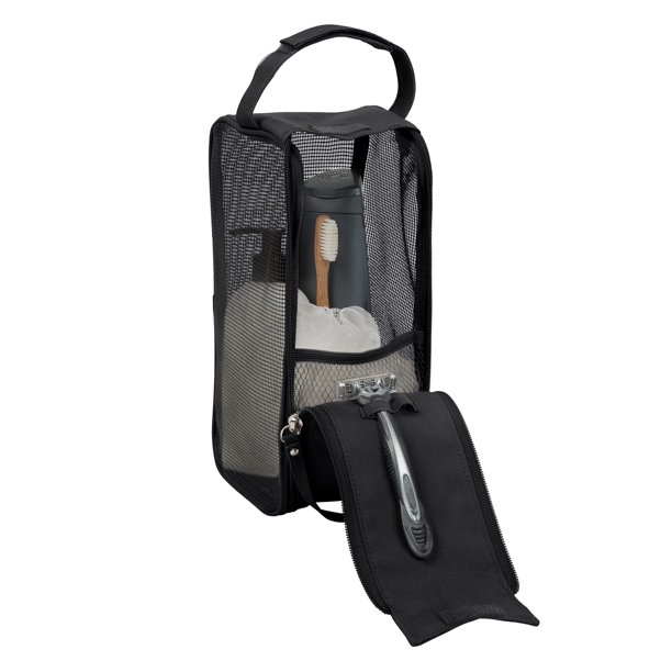Neceser de malla colgante Simplify, organizador de viaje, negro