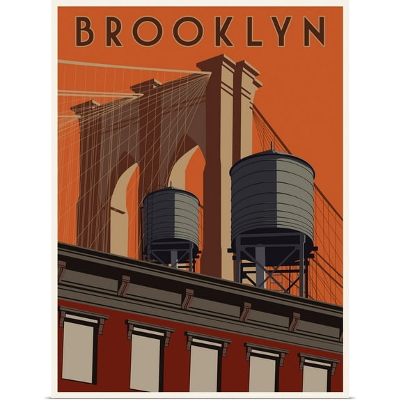 Great BIG Canvas | Rolled Steve Thomas Poster Print entitled Brooklyn Travel Poster