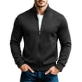 thumbnail image 2 of TKKCS Mens Full Zip Sweatshirt Hoodless Stand Collar Casual Long Sleeve Active Jacket with Side Pockets Black XL, 2 of 9