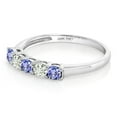 thumbnail image 4 of Gem Stone King 10K White Gold Blue Tanzanite and White Moissanite 5 Stone Wedding Engagement Promise Ring for Women (0.56 Cttw, Round 3MM, Gemstone December Birthstone, in Size 5, 6, 7, 8, 9), 4 of 5