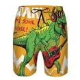 thumbnail image 4 of Kll Cool Dinosaur Playing Guitar Men'S Casual Summer Beach Shorts Hawaiian Shorts With Pockets-Xx-Large, 4 of 9