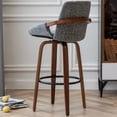 thumbnail image 6 of FOWEOAIU Bar Stools Fabric Upholstered Adjustable Swivel Counter Stool 26"，with Footrest for Bar, Kitchen Island, Bistro, Gray (Set of 2）, 6 of 8
