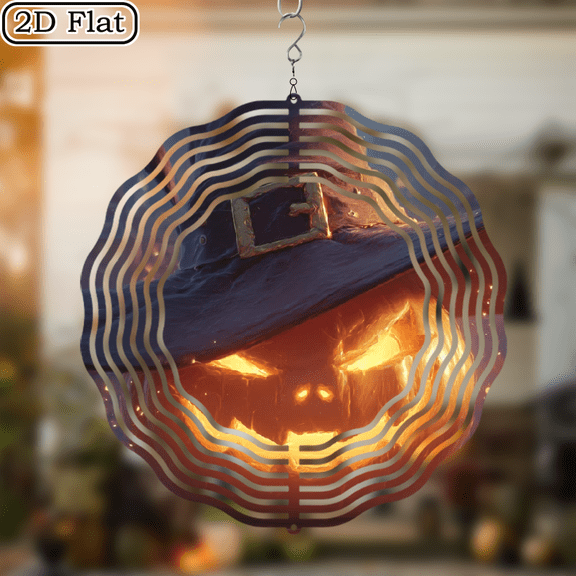 1pc Halloween Metal Wind Chime - Jack-O'-Lantern Witch Hat OutdoorIndoor Decoration - Heavy-Duty Wind-Powered Hanging Ornament with Hook - Spooky Garden, Home Decor for Halloween, Christmas - No E