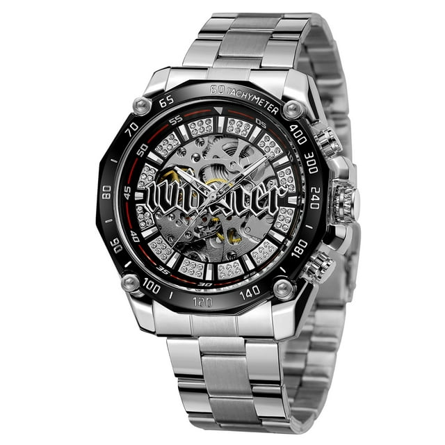 Men's Watch Mechanical Automatic Self-Winding Watch for Men Stainless Steel Strap Fashion Wristwatch