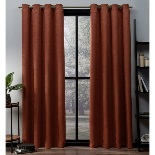 Exclusive Home Curtains Oxford Textured Sateen Room Darkening Blackout