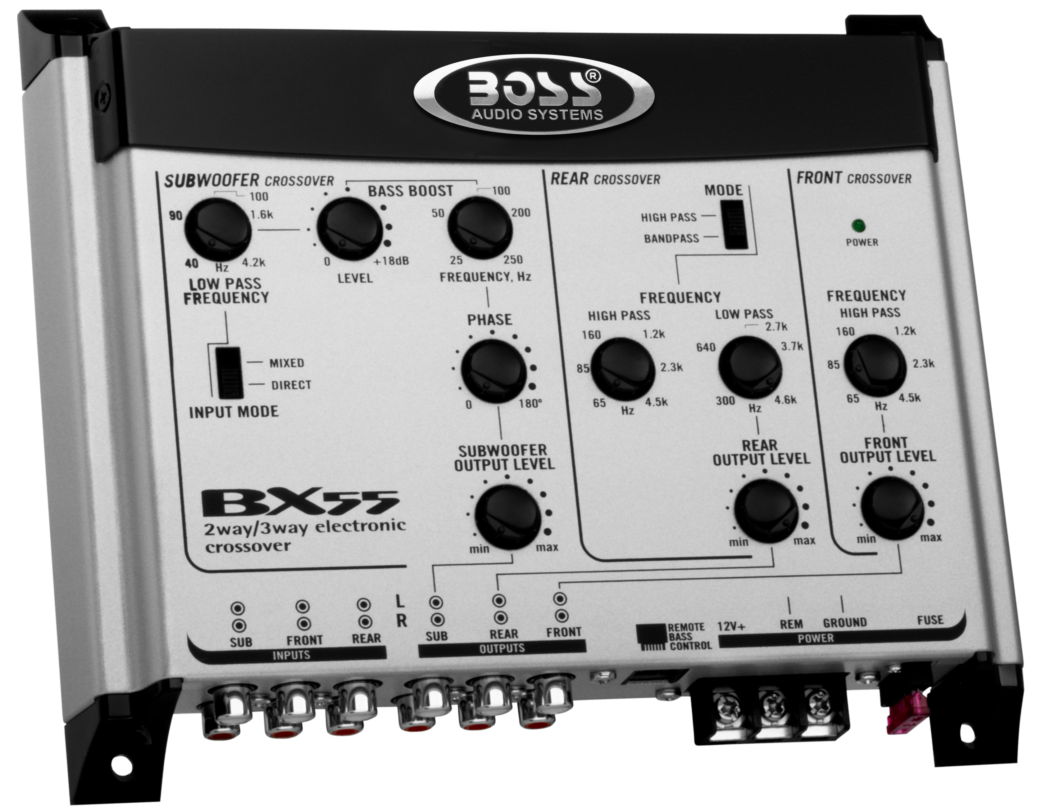 BOSS Audio Systems BX55 2 3 Way Pre-Amp Car Electronic Crossover with Remote Subwoofer Control 