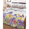 thumbnail image 3 of Quilts Twin Size, Purple Yellow Spring Floral Soft Comforter Bedding Set for Bed, Summer Botanical Birds Lightweight Quilted Bedspread with Pillow Cover(2 Pieces) for All Season, 68x86 Inch, 3 of 6