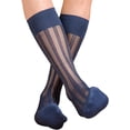 thumbnail image 3 of CAILDANL Mens Casual Business Dress Socks Middle Calf Wide Striped Sheer Nylon Stockings Formal Suit See Through Silk Socks, 3 of 8