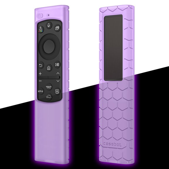 Fintie Protective Case for Samsung Smart Solar Cell Remote Control 2023 2022 BN59-01388A BN59-01385 BN59-01386 BN59-01391, Light Weight Kids-Friendly Anti Slip Shockproof Silicone Cover, Purple Glow