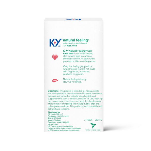 K-Y Natural Feeling Lube with Aloe Vera, Water Based Personal Lubricant For  Sexual Wellness, 1.69 fl oz