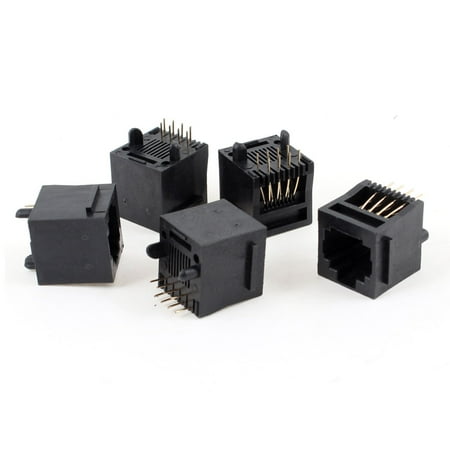 Unique Bargains 5pcs 180 Degree Push in Type RJ45 8P8C Network PCB Jacks Socket Connector Black price history on PriceWatchPro