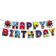Marvel Superhero Birthday Flag Spider-Man Paper Flag Banner Boy Birthday Banner Party