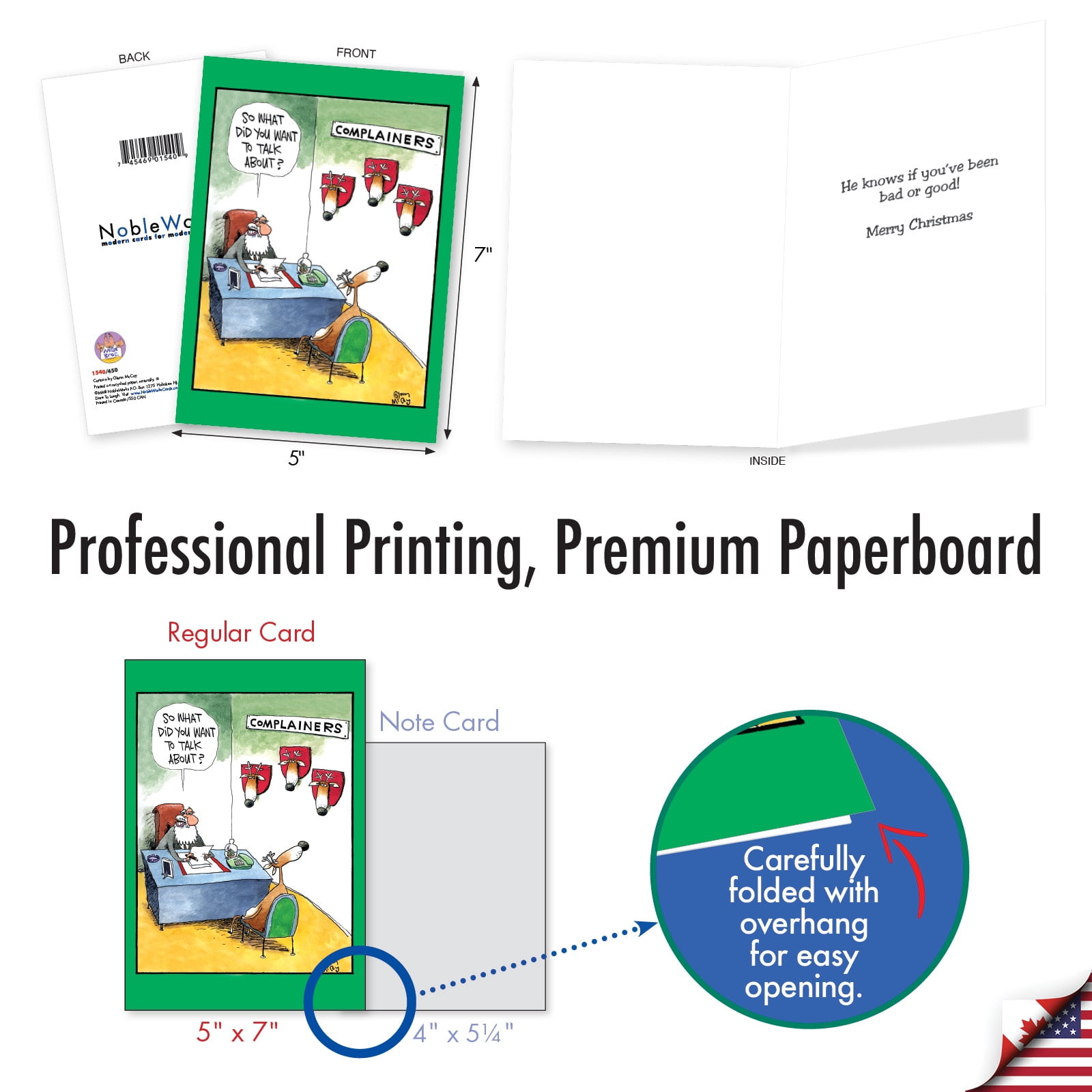 NobleWorks 36 Assorted Box Set Funny Christmas Greeting Cards w/5 x 7 Inch Envelopes (36 Designs, 1 Each) Fun Reindeer AC10711XSG-B1x36