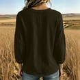 thumbnail image 4 of ZGRBOU Women Eyelet V Neck Button Down Shirt Casual 3/4 Puff Sleeve Cotton Blouse Summer Loose Boho Beach Vacasion Tops, 4 of 4