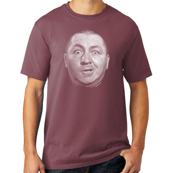 Mens Curly Howard Face Three 3 Stooges Tee Shirt, Large Wineberry Purple