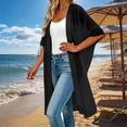 thumbnail image 3 of Lixiuxyad ‌Women's Long Chiffon Cardigan 3/4 Sleeve Open-Front Lightweight Summer Outfits,Black, 3 of 6
