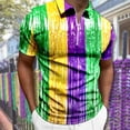 thumbnail image 2 of Afdoent Men's Polo Shirts Male Raglan Sleeve Button Lapel Print Festive Celebration Top Breathable, 2 of 5