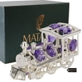 thumbnail image 5 of Matashi Silver Plated Train Ornament with Lavender Crystal Accents Decorative Tabletop Showpiece – Single Piece, 5 of 5