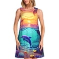 thumbnail image 1 of Disketp Hawaiian Island Dolphin para Vestido sin Mangas para Mujeres, Vestidos de Verano para Mujeres, Casual y Holgado para la Playa, 1 of 7