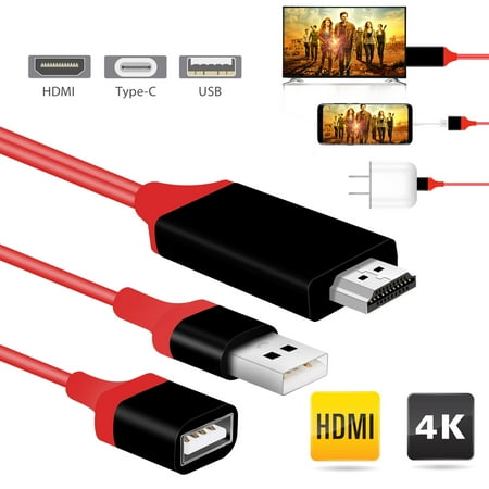 Type C USB C to HDMI Adapter Cable,EEEkit 3 in 1 Digital to HDMI Cable Cord,Mirror Mobile Phone Screen to TV HDTV Projector,1080P Miracast AirPlay Compatible with iPhone iPad iPod