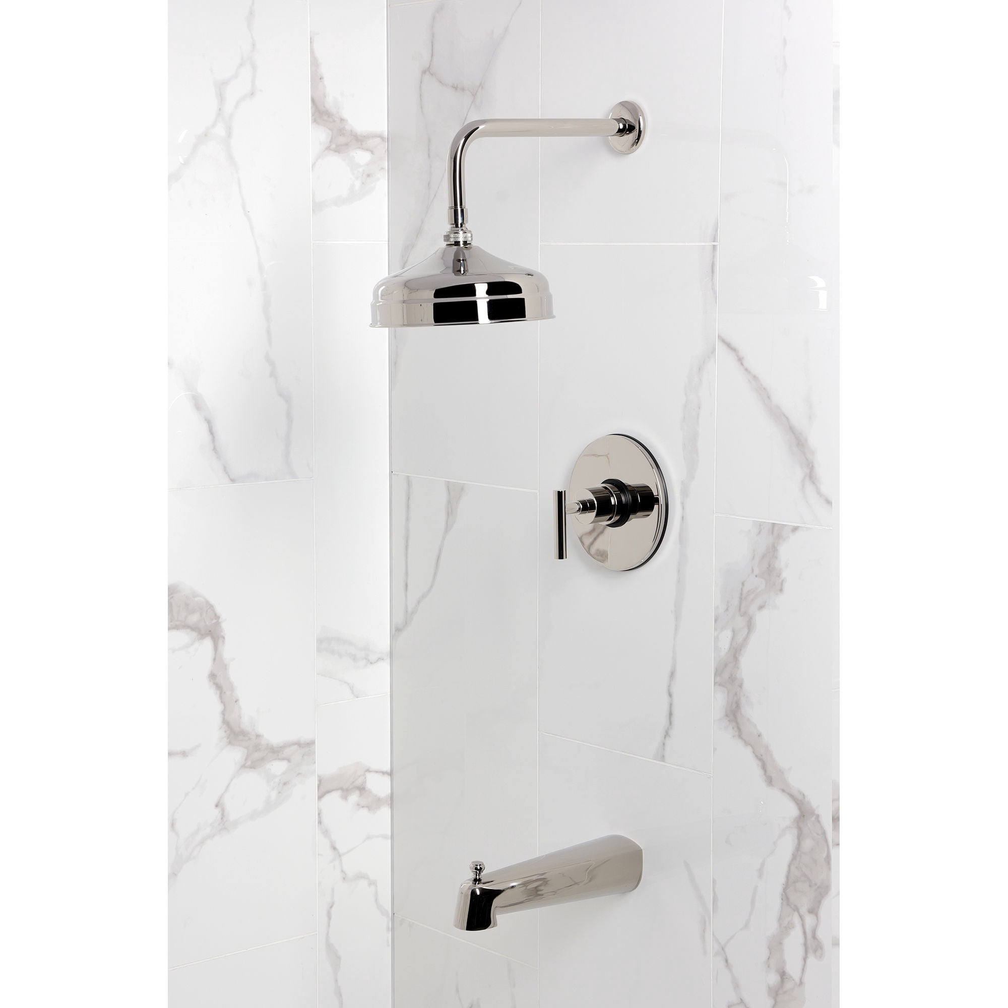 Kingston Brass KB6336CML Manhattan Single-Handle Pressure Balanced Tub and Shower Faucet in Polished Nickel