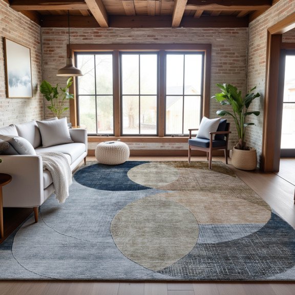 Addison Rugs Mayfield Premium Machine Washable Transitional Geometric Sky Rectangle Rug, 5' x 7'6"