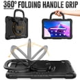thumbnail image 3 of Case for Lenovo Tab M10 Plus 3rd Gen 10.6 inch 2022, 360 Rotating Stand Handle Pencil Holder Shoulder Strap Heavy Duty Shockproof Cover, Black, 3 of 7