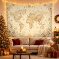 thumbnail image 3 of Antique World Map in Pale Cream Parchment, Nostalgic Vintage for History Lovers, Botanical Frame Art Decor, Housewarming Gift, Tapestry Wall Hanging for Home Library and Study Room, 3 of 7