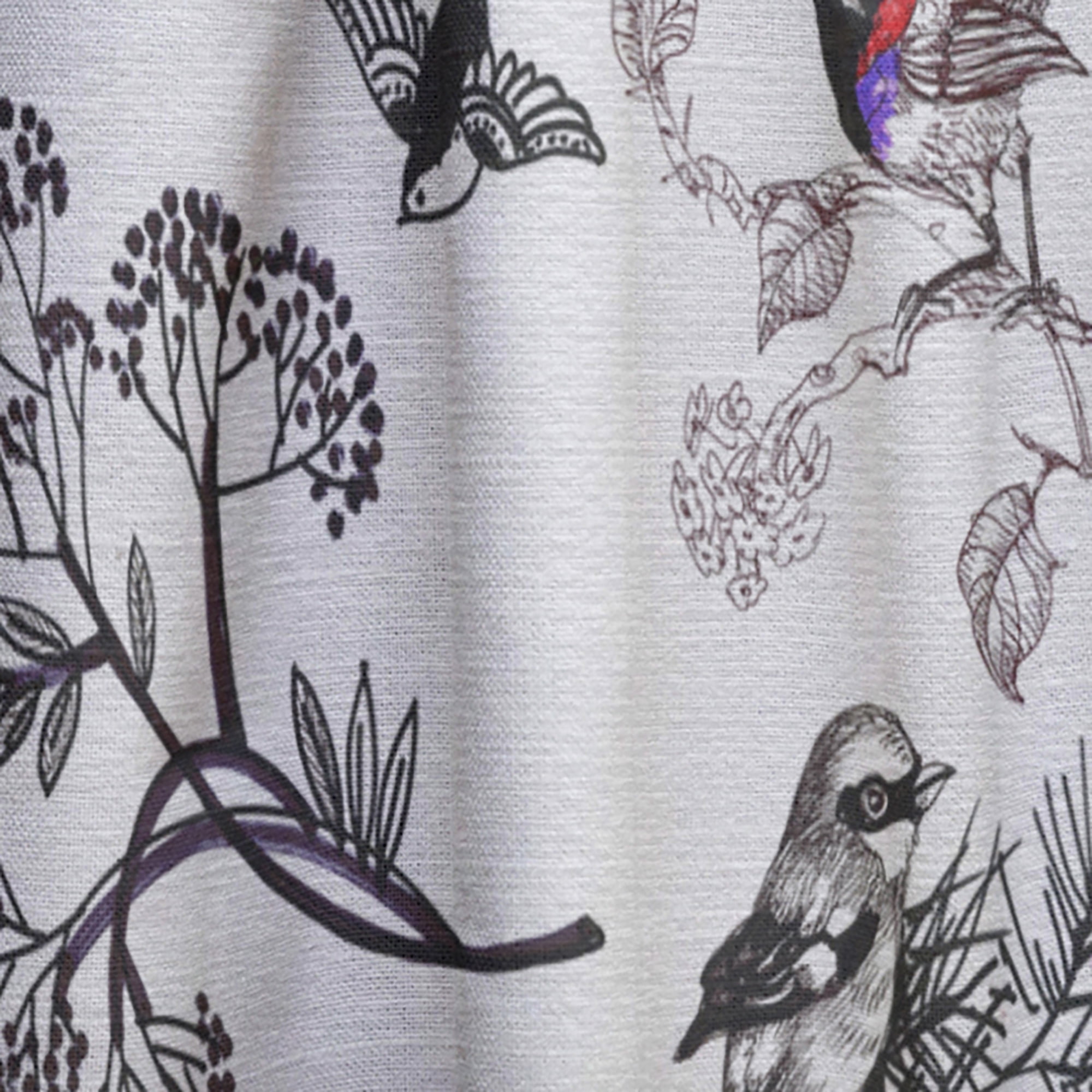 Designart 'Birds With Floral Pattern' Floral Curtain Panel
