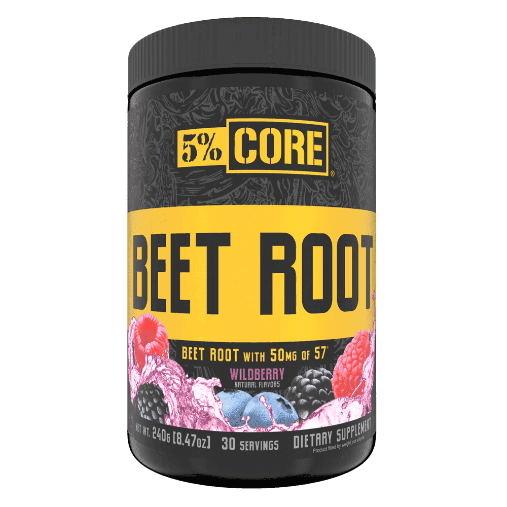 5% Nutrition Core Beet Root Pre Workout Supplement Powder, Natural Nitric Oxide Booster, Vegan Keto Sugar Free - 30 Servings (Wildberry)