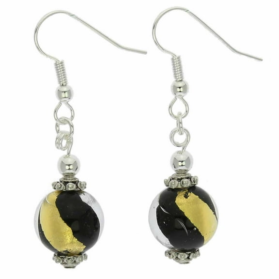 GlassOfVenice Murano Glass Gold and Silver Ball Earrings