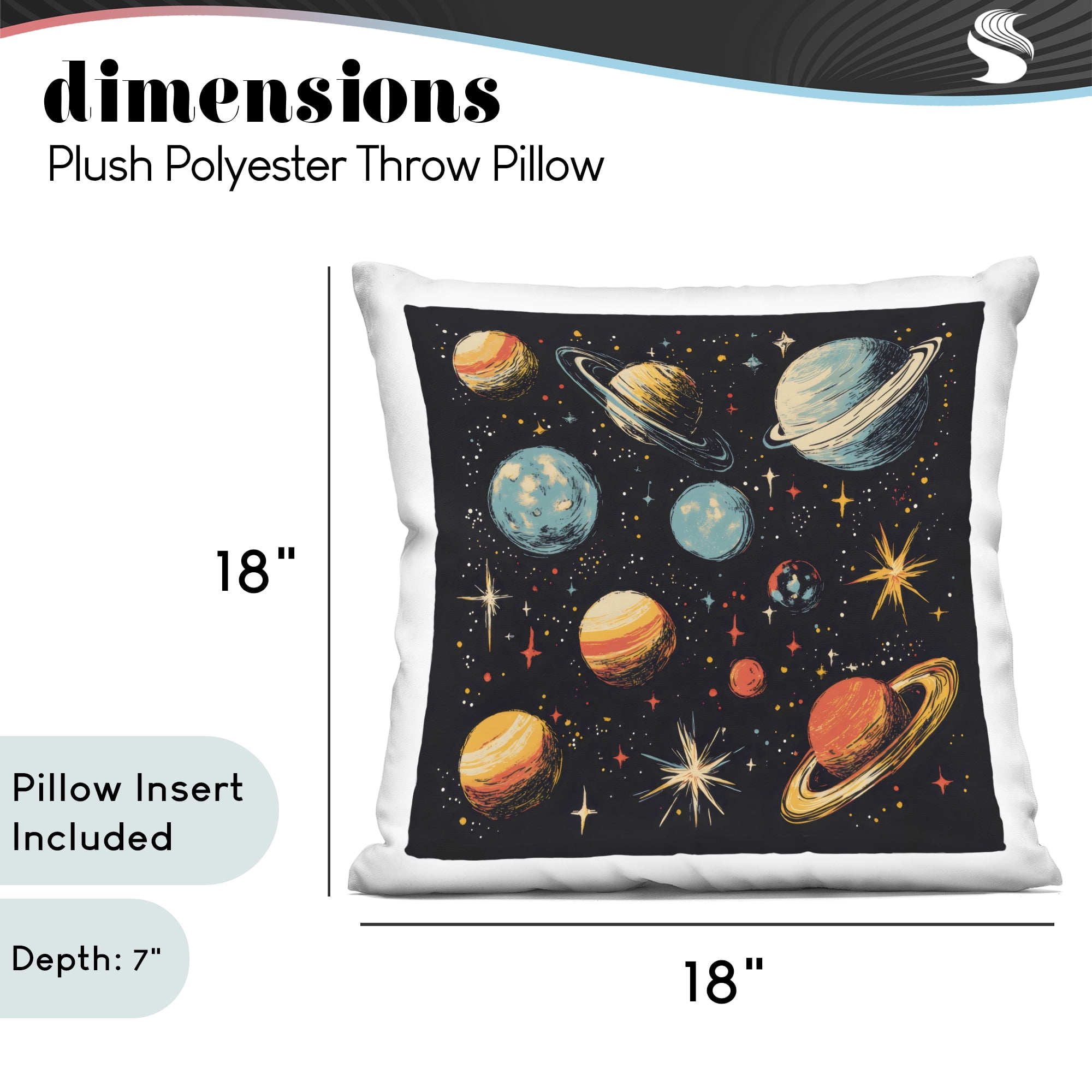Stupell Industries Colorful Retro Planets Decorative Printed Throw Pillow, design by Creative Studio