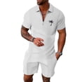 thumbnail image 2 of Short Sets for Men Short Sleeve Quarter Zip Polo Shirt and Bermuda Shorts 2 Piece Matching Set Beach Outfit Set, 2 of 6