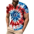 thumbnail image 2 of CFLVAEK Fourth of July Tshirts Shirts for Men Fashion Tie Dye Patriotic Print Shirt Summer Casual Short Sleeve Henley Neck Shirts M, 2 of 5